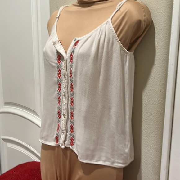 Women’s Bohemian Tank Top Blouse Spaghetti Adjustable Straps, Embroidery Size XS - Picture 2 of 6